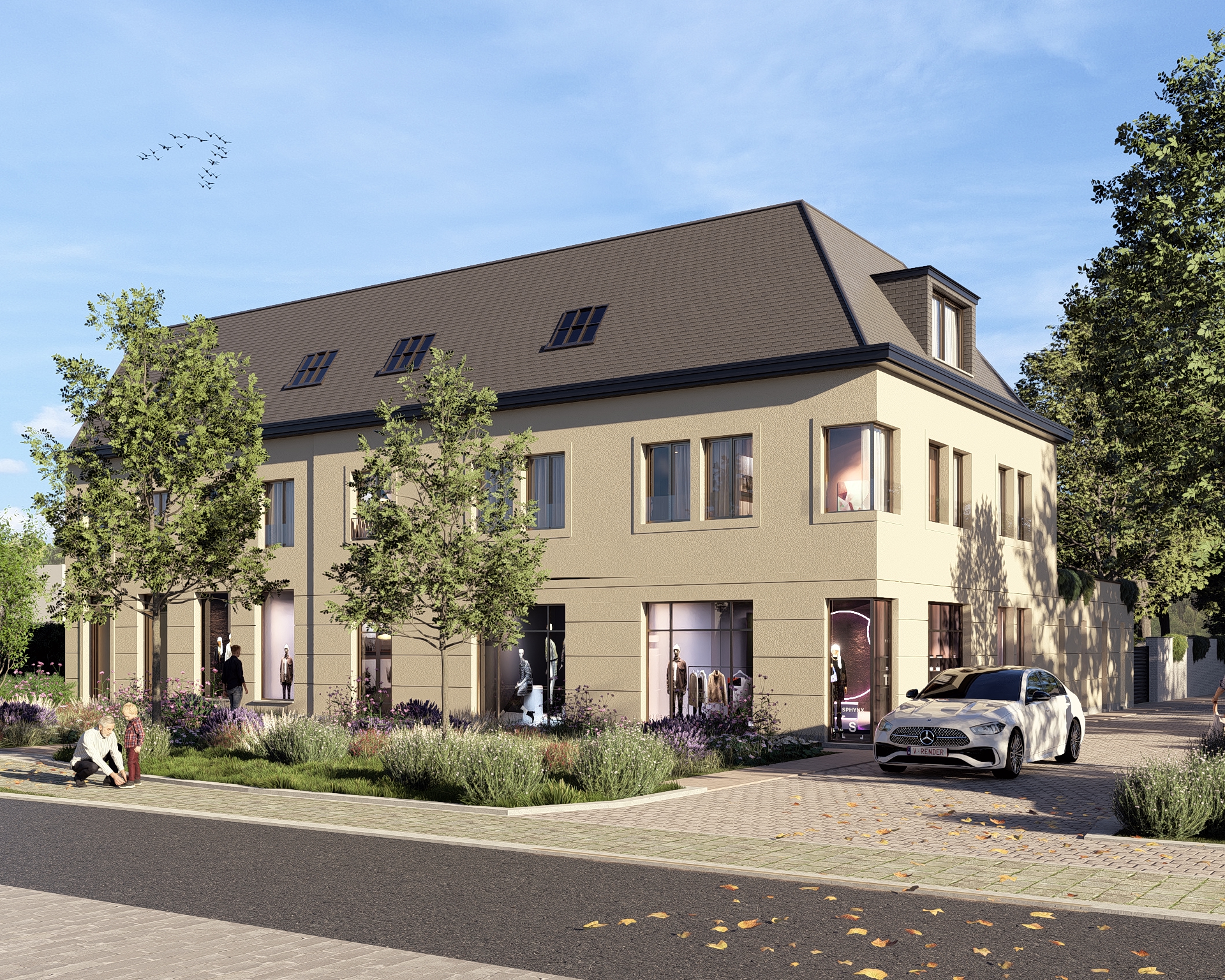Group STAS Leuvensesteenweg — vooraanzicht met tuin